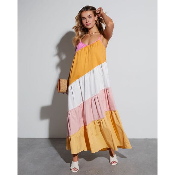Lalavon Dresses & Skirts - Patricia Colorblock Cotton Maxi Dress, NWT, XS